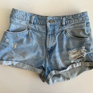 Distressed Boyfriend High-Rise Jean Short